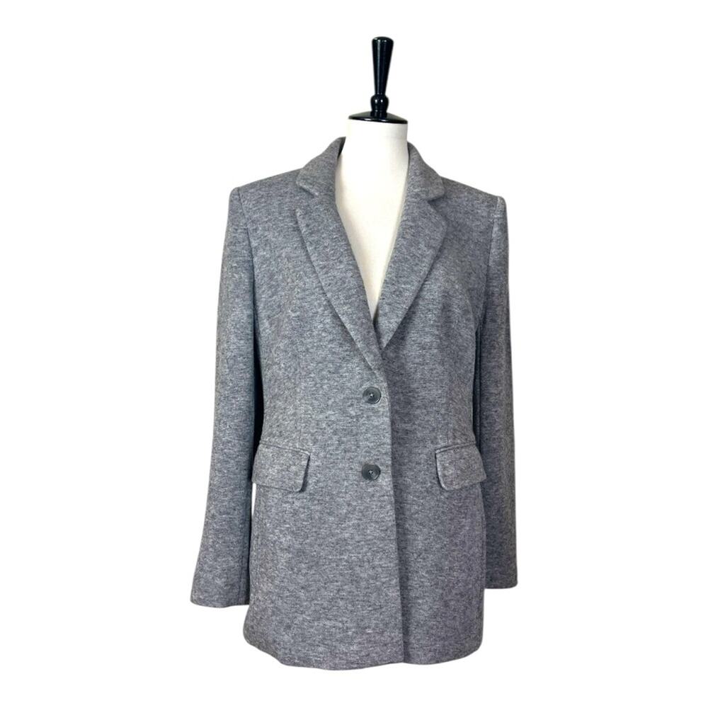Express Long Blazer Soft Knit Two Button Pockets Closure Gray Women’s Size Large